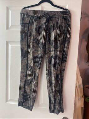 Anthropologie Black & Cream Geometric Print Pants